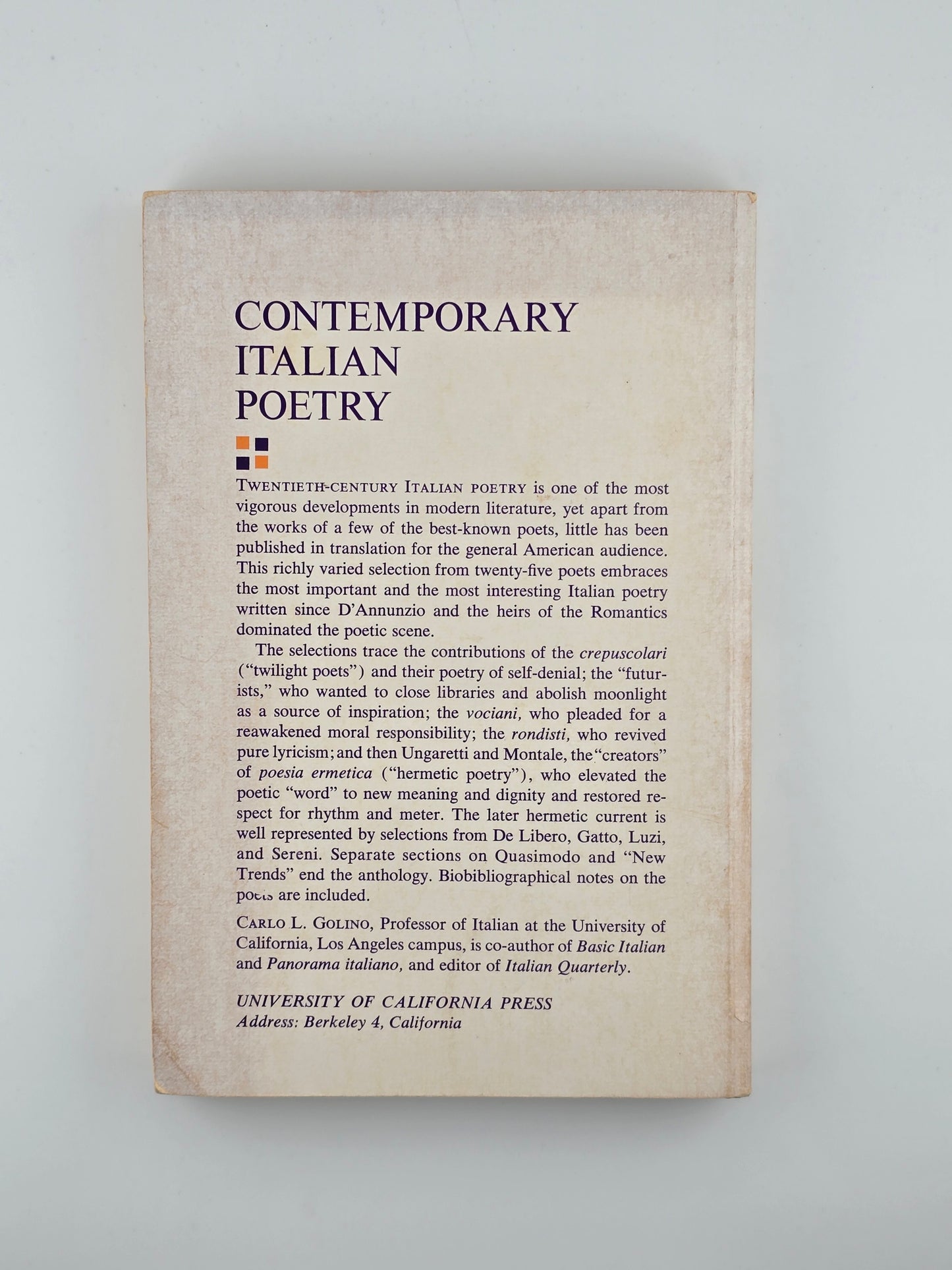 Contemporary Italian Poetry edited by Carlo L. Golino