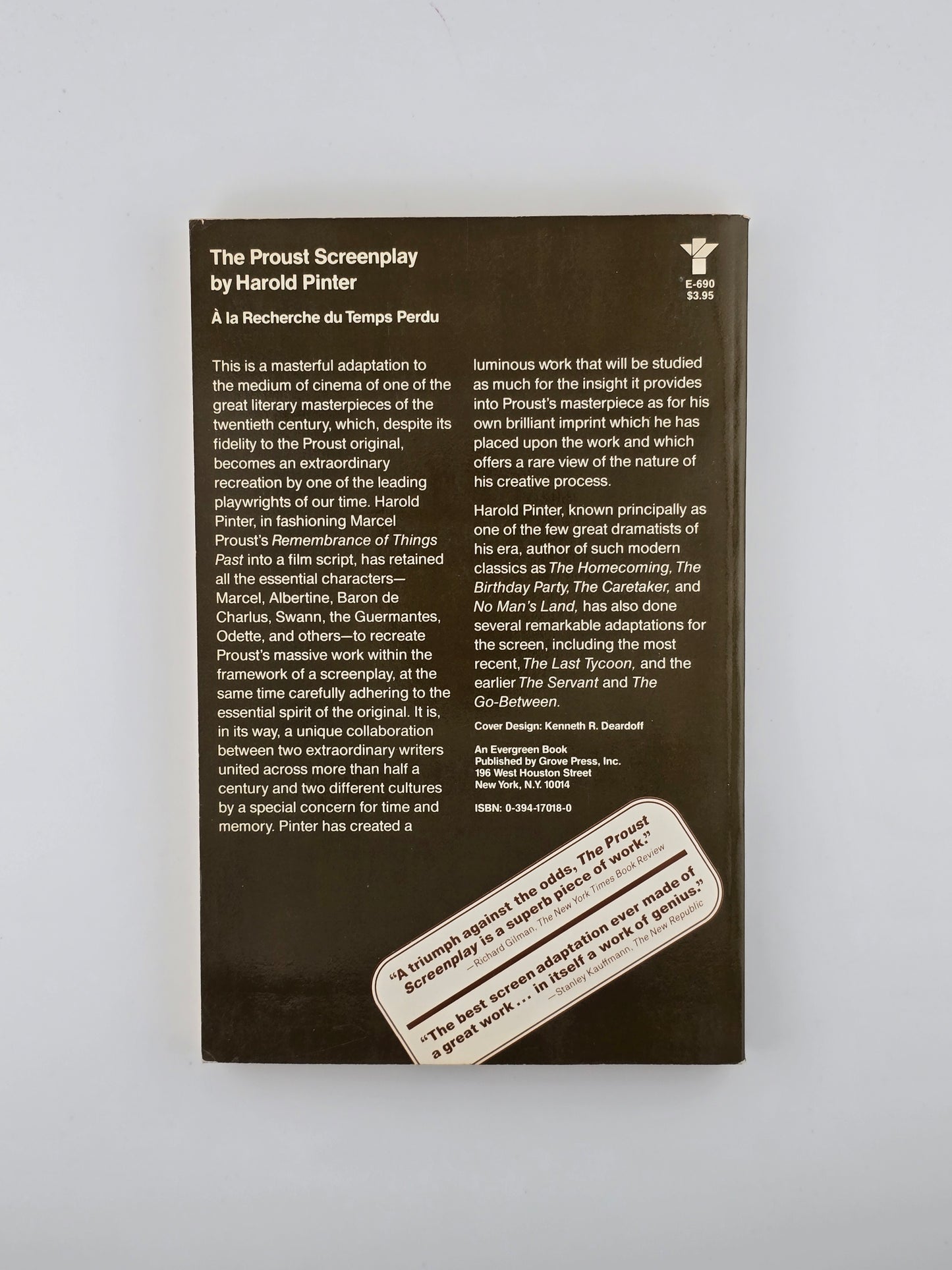 The Proust Screenplay by Harold Pinter