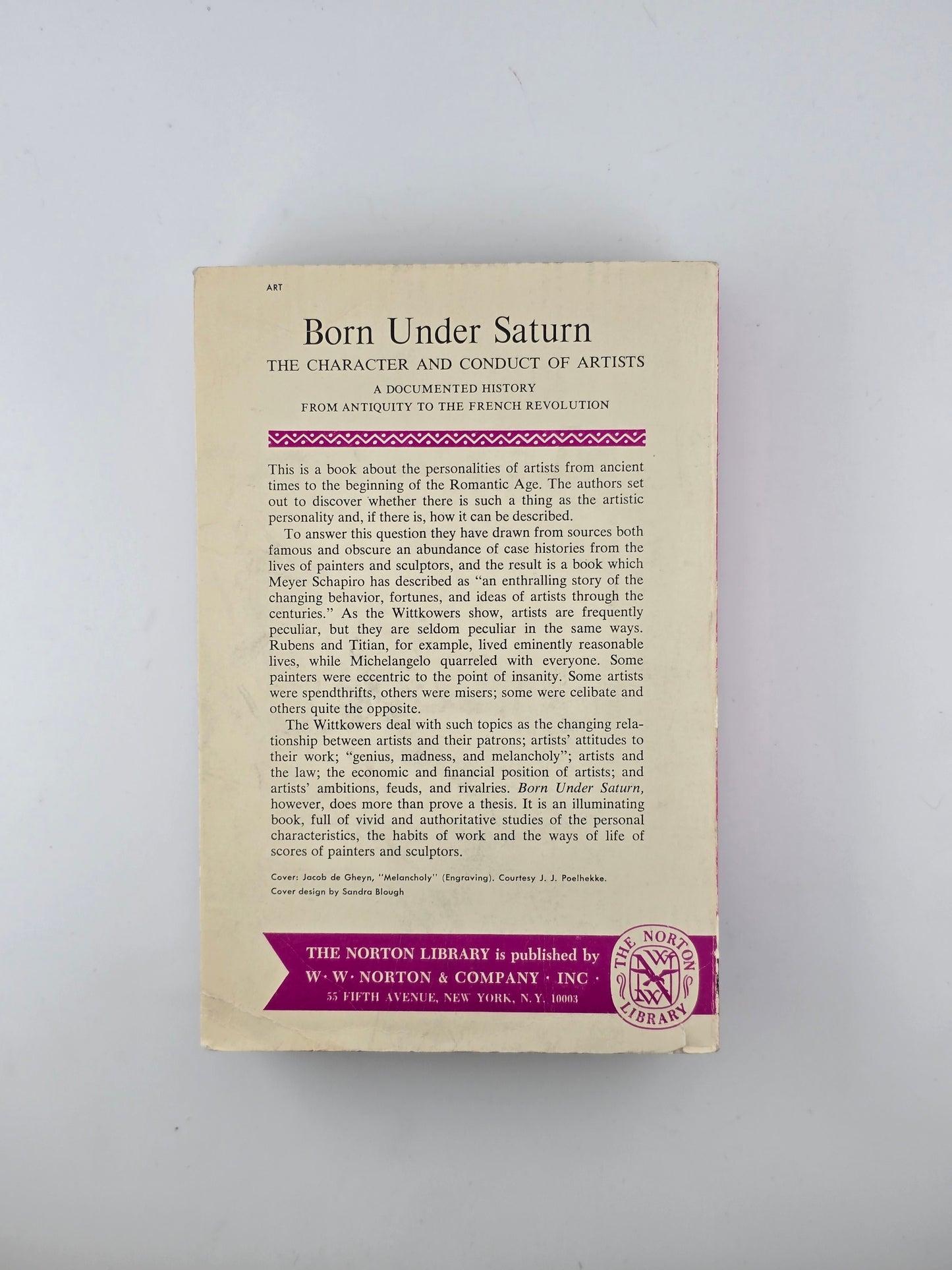 Born Under Saturn by Rudolf and Margot Wittkower