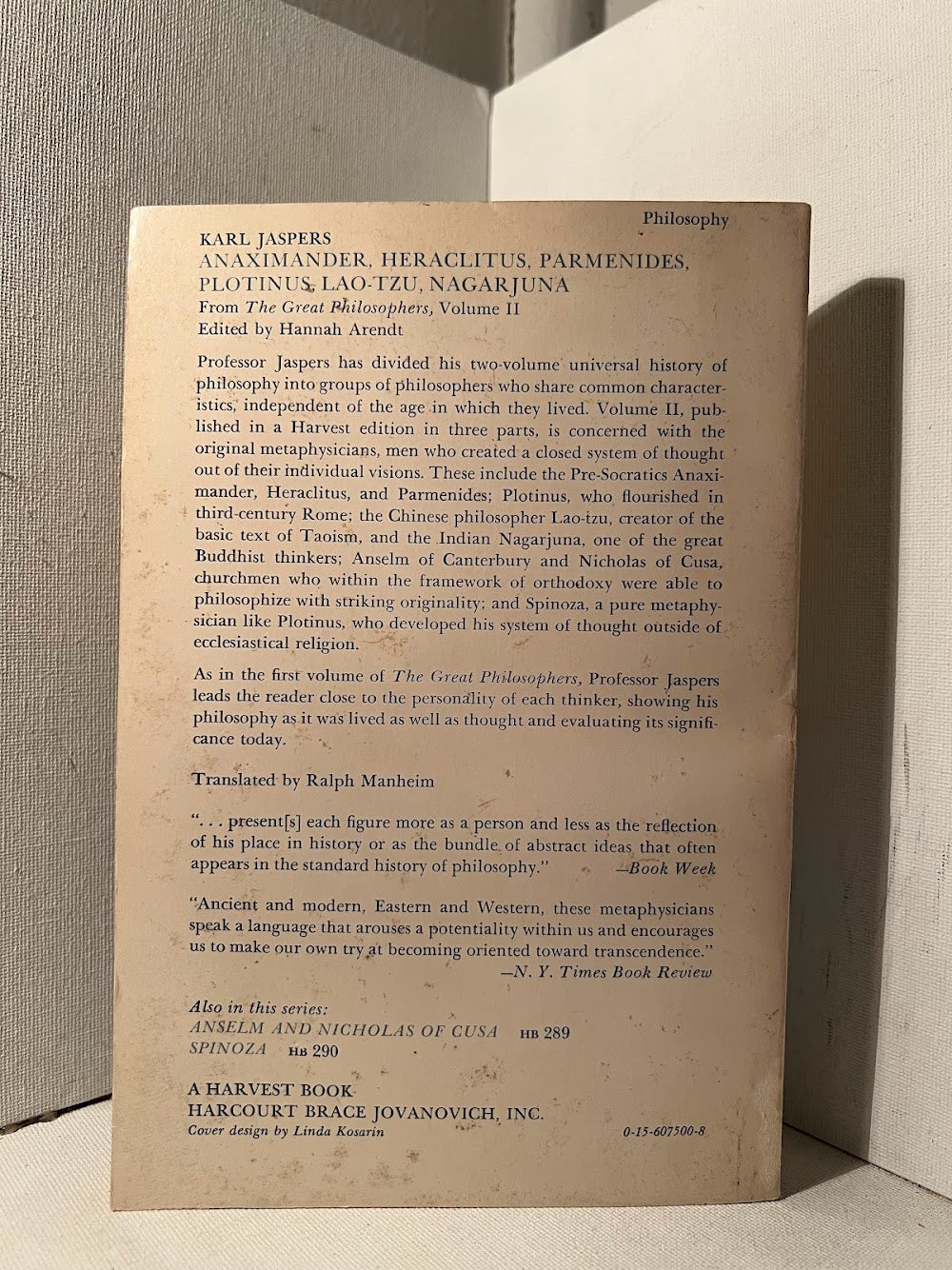 The Great Philosophers Volume II by Karl Jaspers