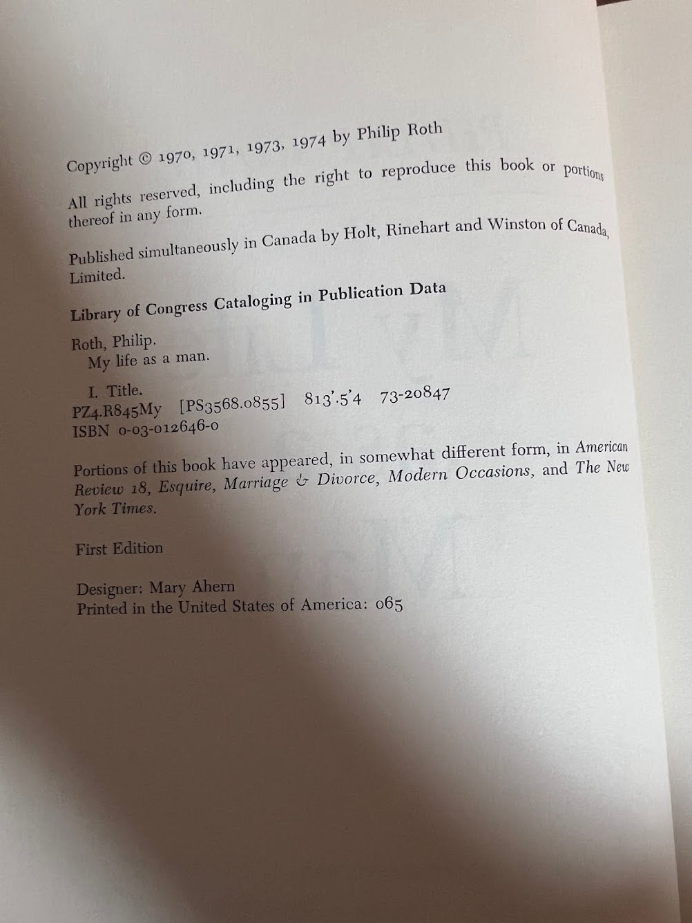 My Life as a Man by Philip Roth