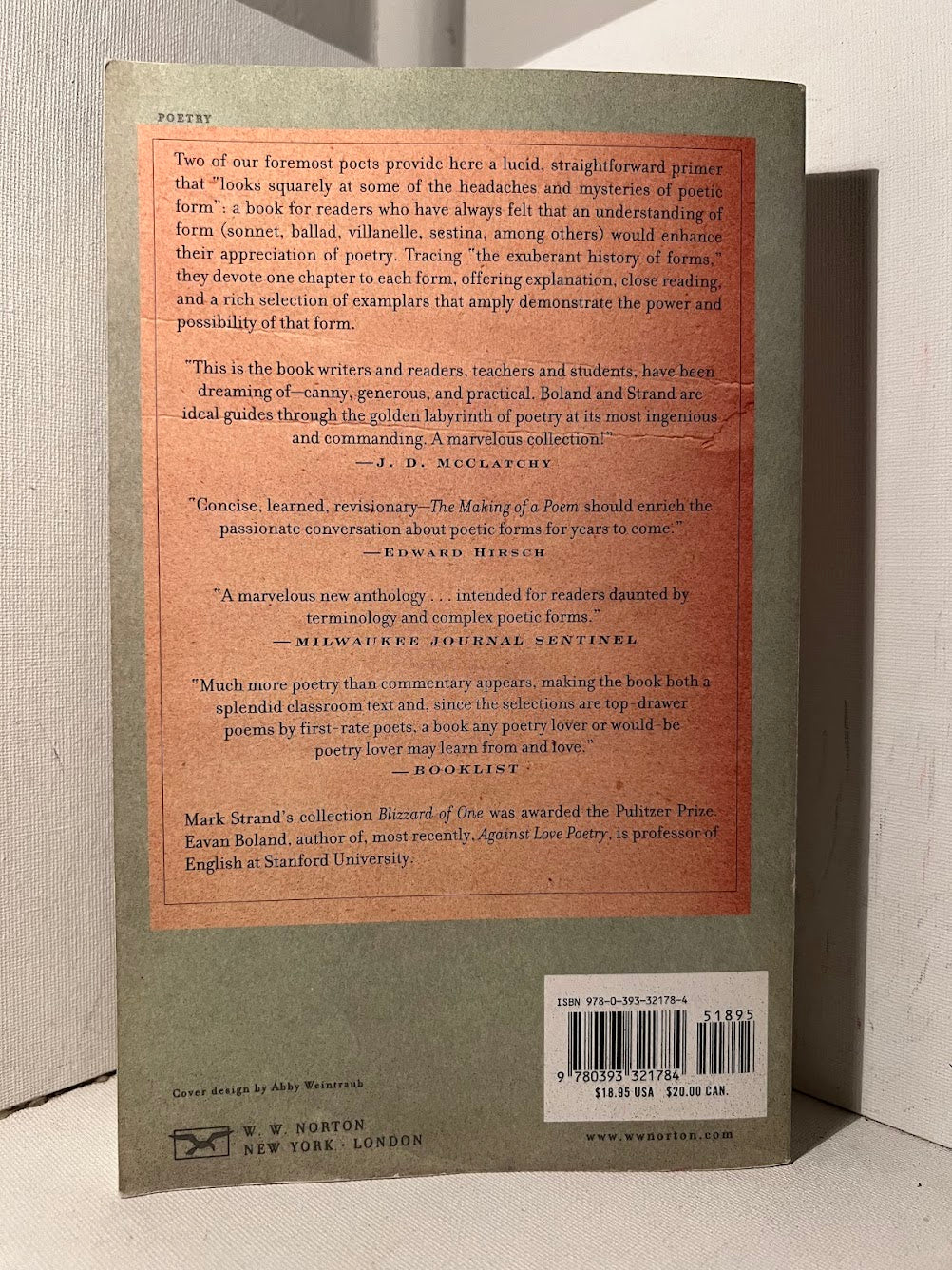 The Making of A Poem: A Norton Anthology of Poetic Forms edited by Mark Strand and Eavan Boland