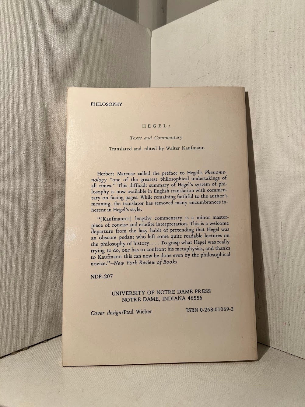 Hegel Texts and Commentary by Walter Kaufmann