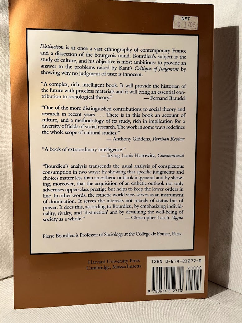 Distinction: A Social Critique of the Judgement of Taste by Pierre Bourdieu