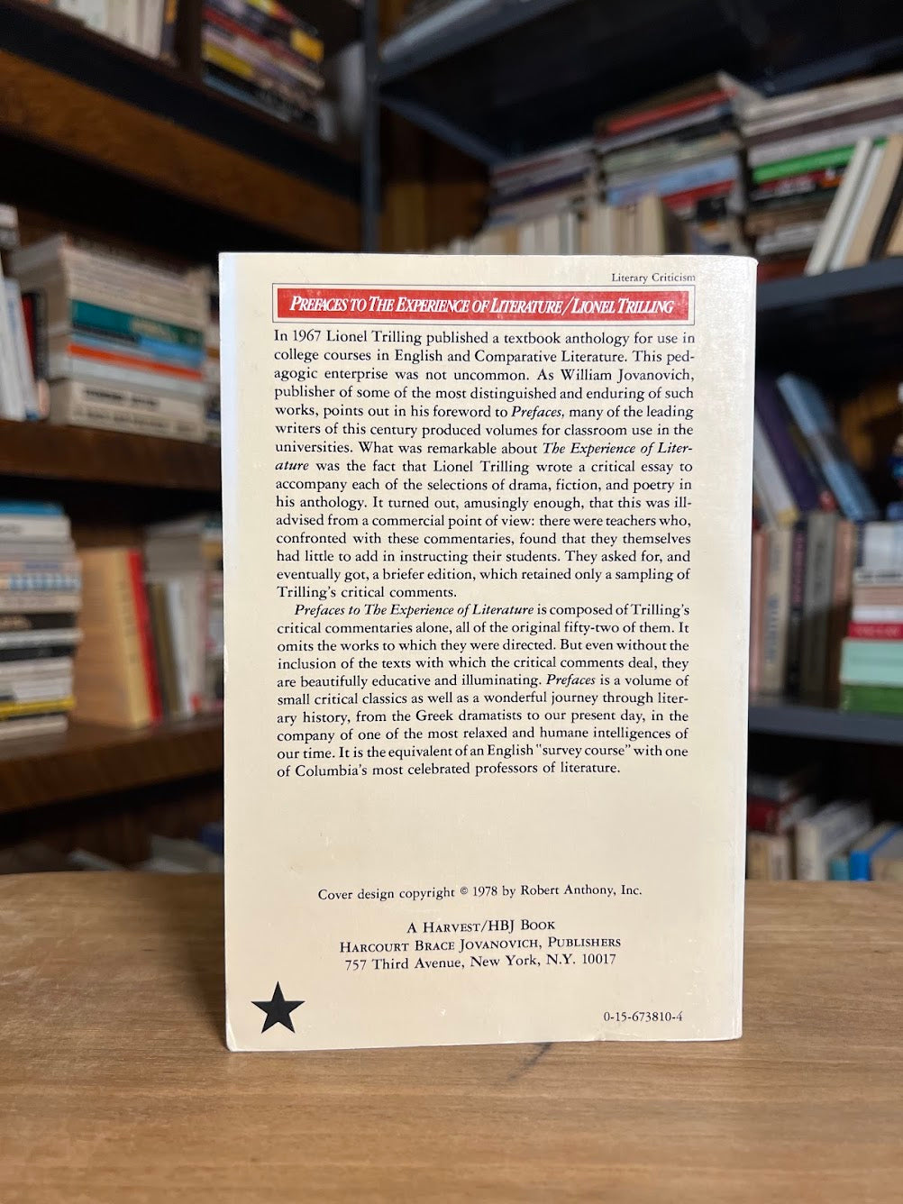 Prefaces to the Experience of Literature by Lionel Trilling