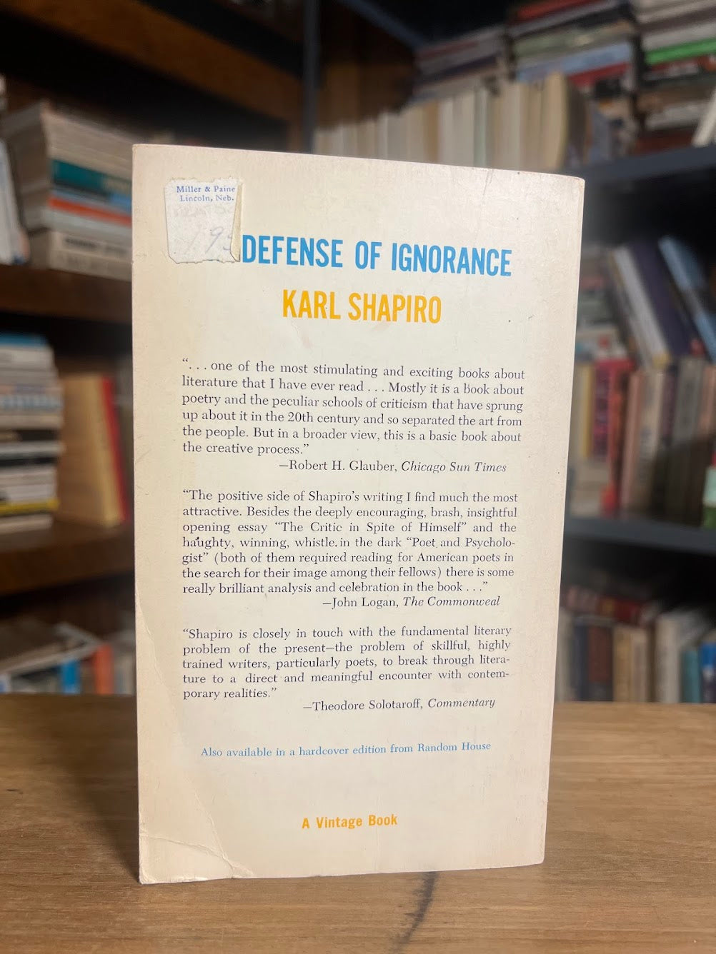 In Defense of Ignorance by Karl Shapiro