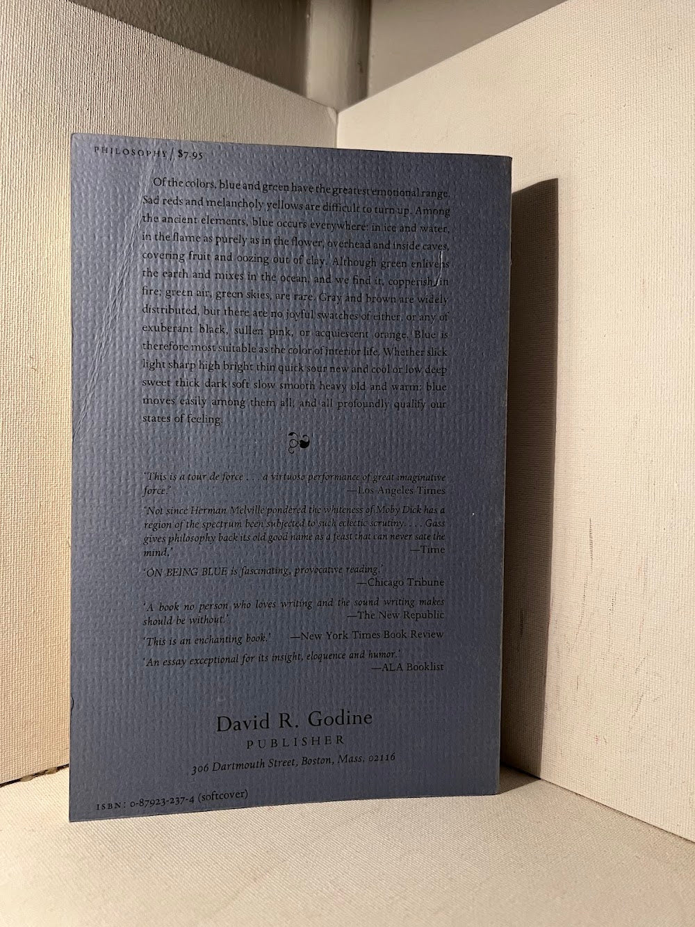 On Being Blue - A Philosophical Inquiry by William Gass