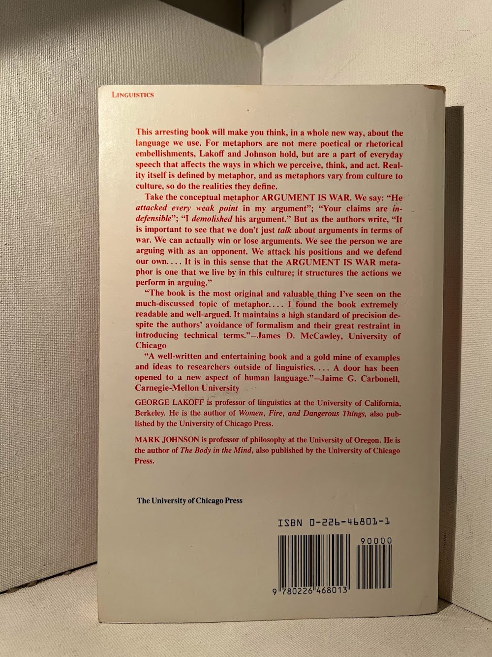 Metaphors We Live By by George Lakoff and Mark Johnson