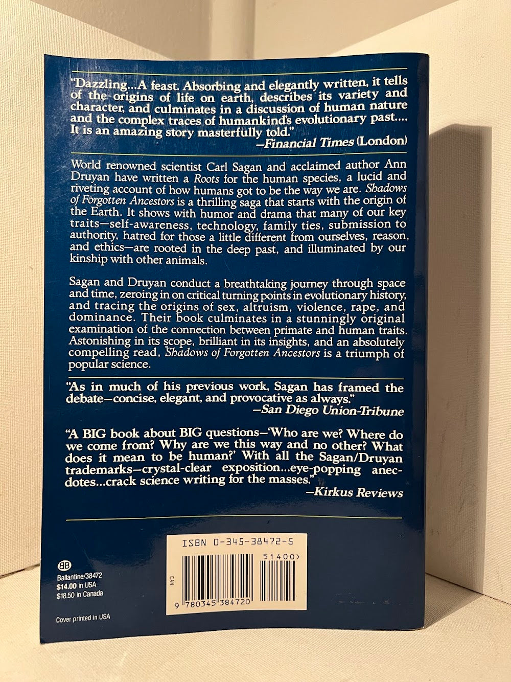 Shadows of Forgotten Ancestors by Carl Sagan & Ann Druyan