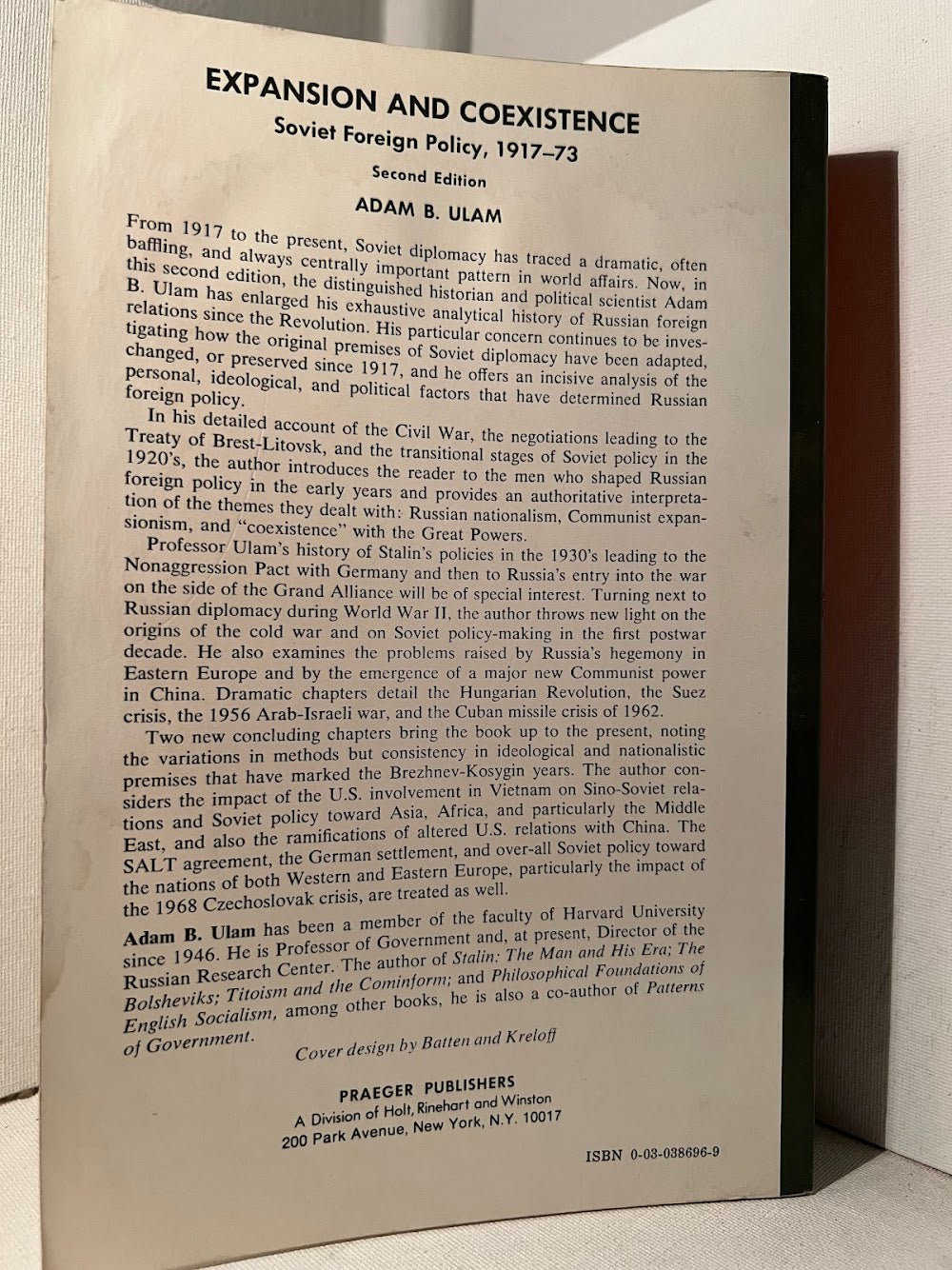 Expansion and Coexistence - Soviet Foreign Policy 1917-1973 by Adam B. Ulam