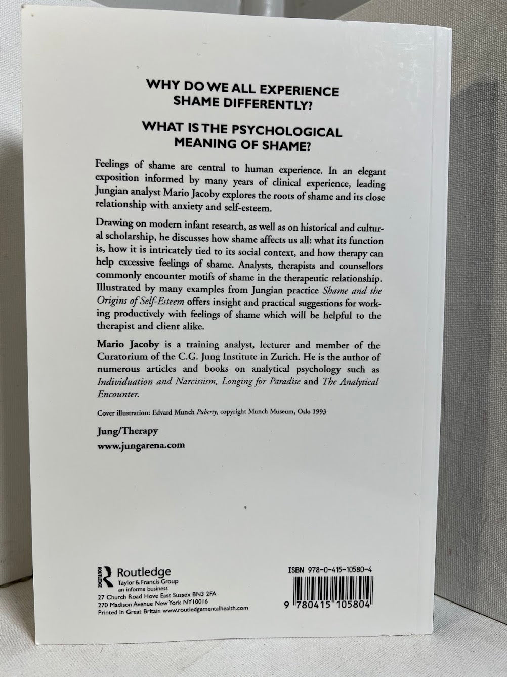 Shame and the Origins of Self-Esteem by Mario Jacoby