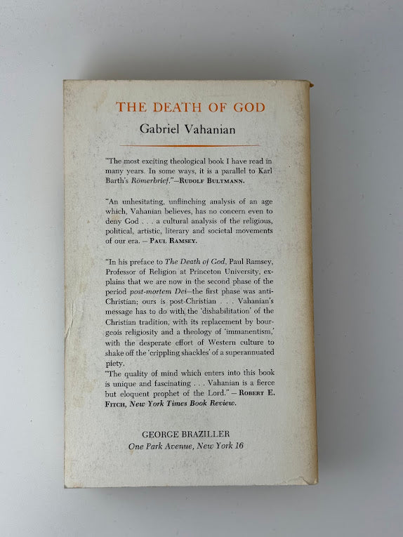 The Death of God by Gabriel Vahanian