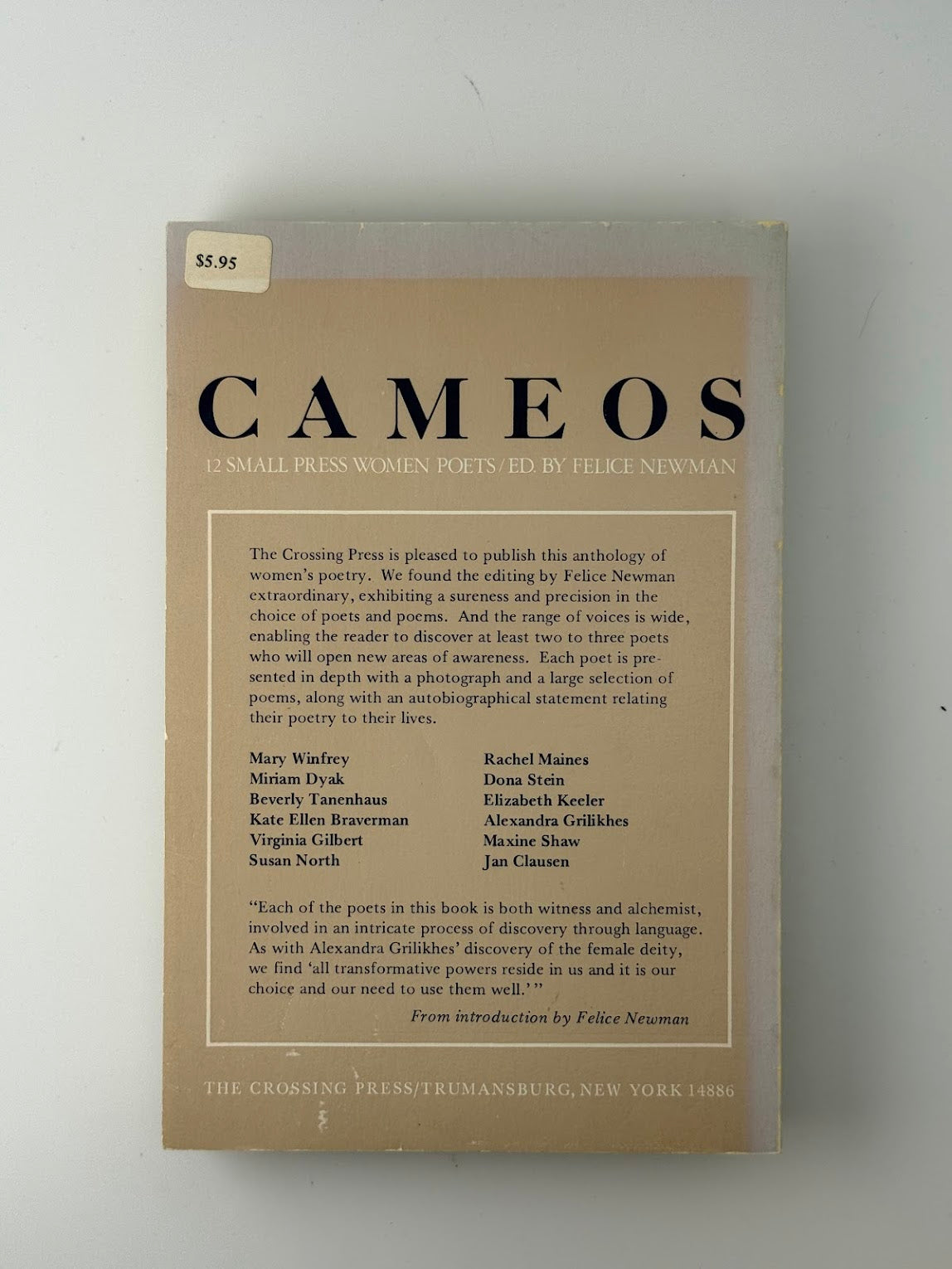Cameos - 12 Small Press Women Poets edited by Felice Newman