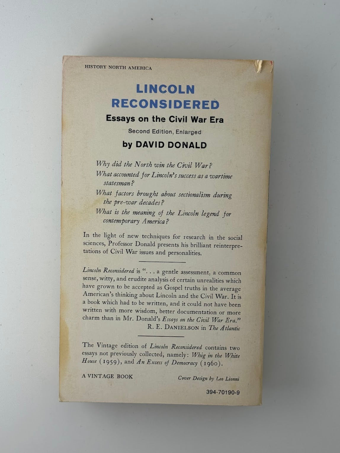 Lincoln Reconsidered by David Donald