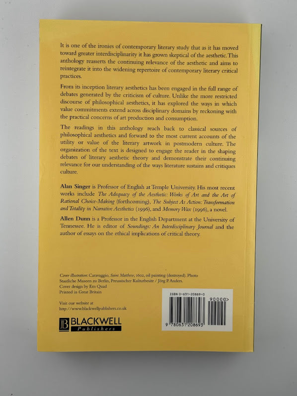 Literary Aesthetics - A Reader edited by Alan Singer & Allen Dunn