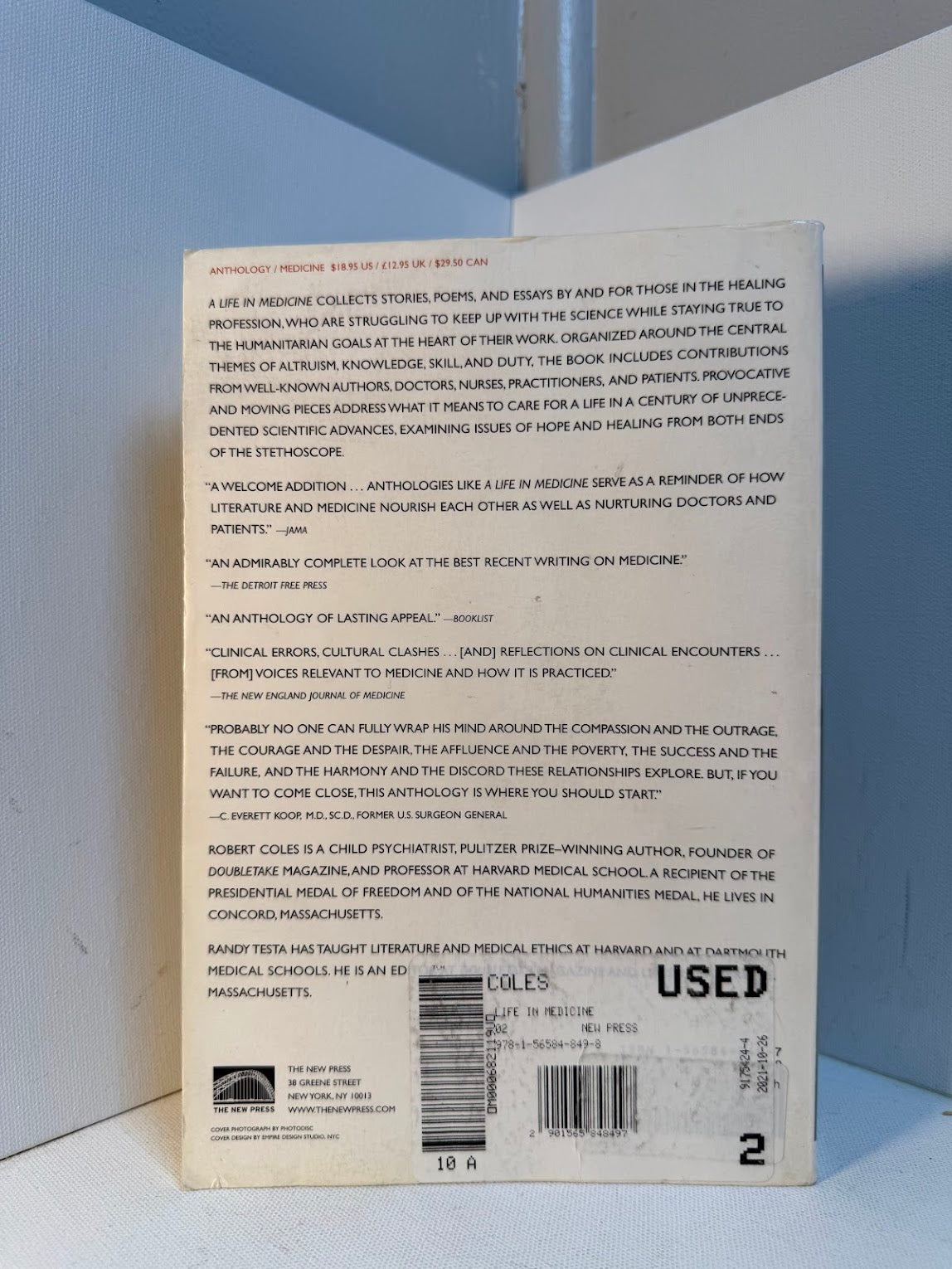A Life in Medicine - A Literary Anthology edited by Robert Coles and Randy Testa