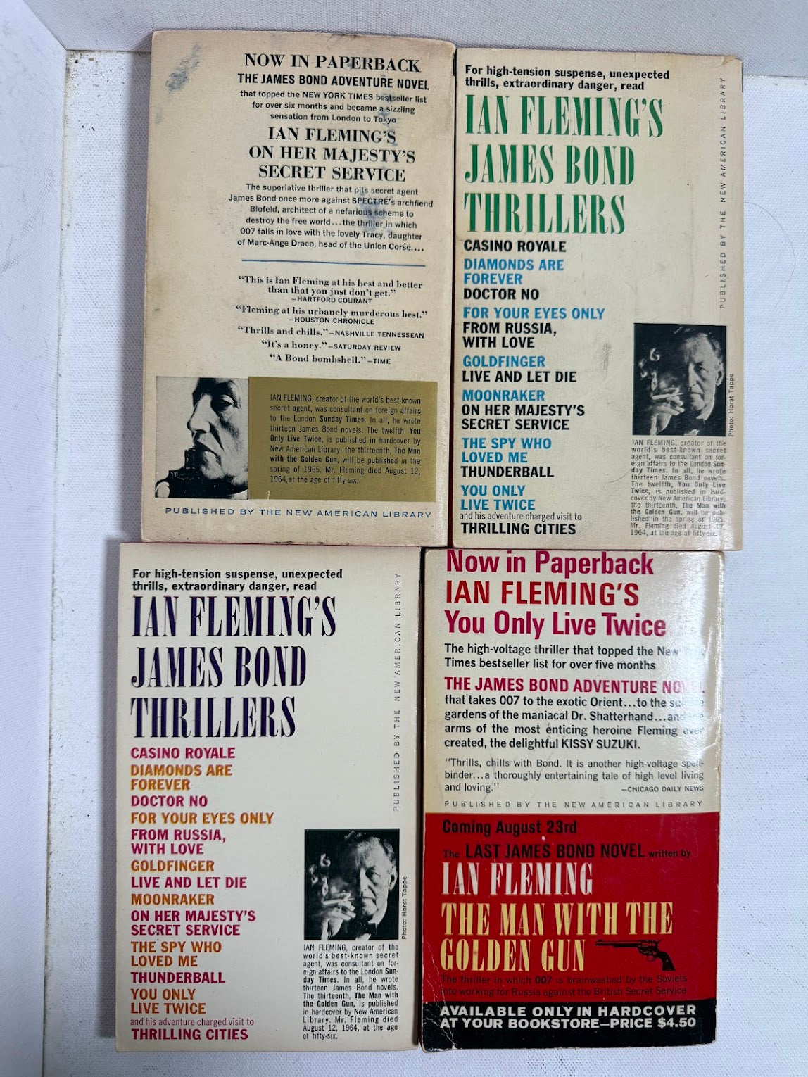Lot of 4 vintage James Bond/Ian Fleming paperbacks