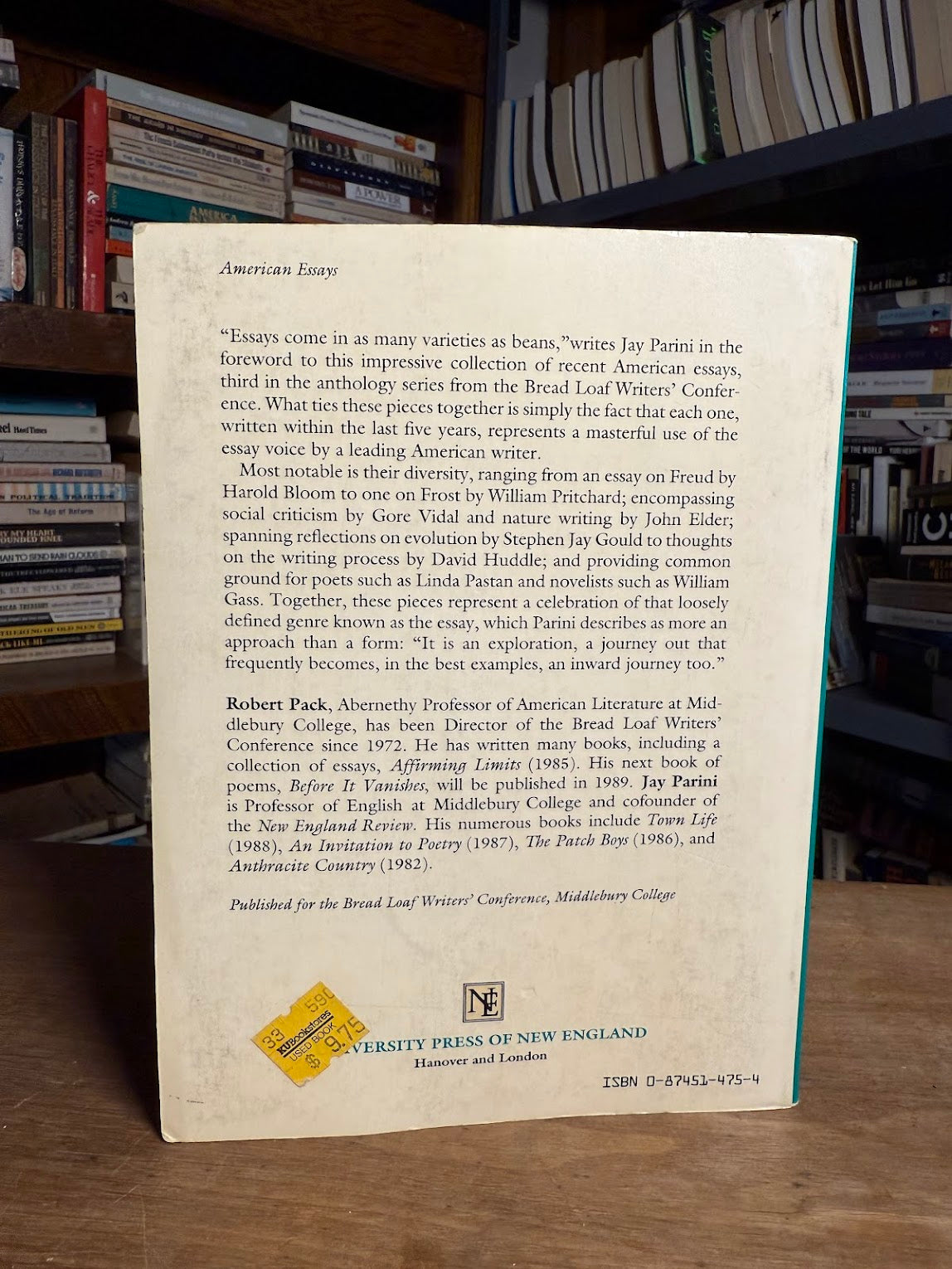 The Bread Loaf Anthology of Contemporary American Essays edited by Robert Pack and Jay Parini