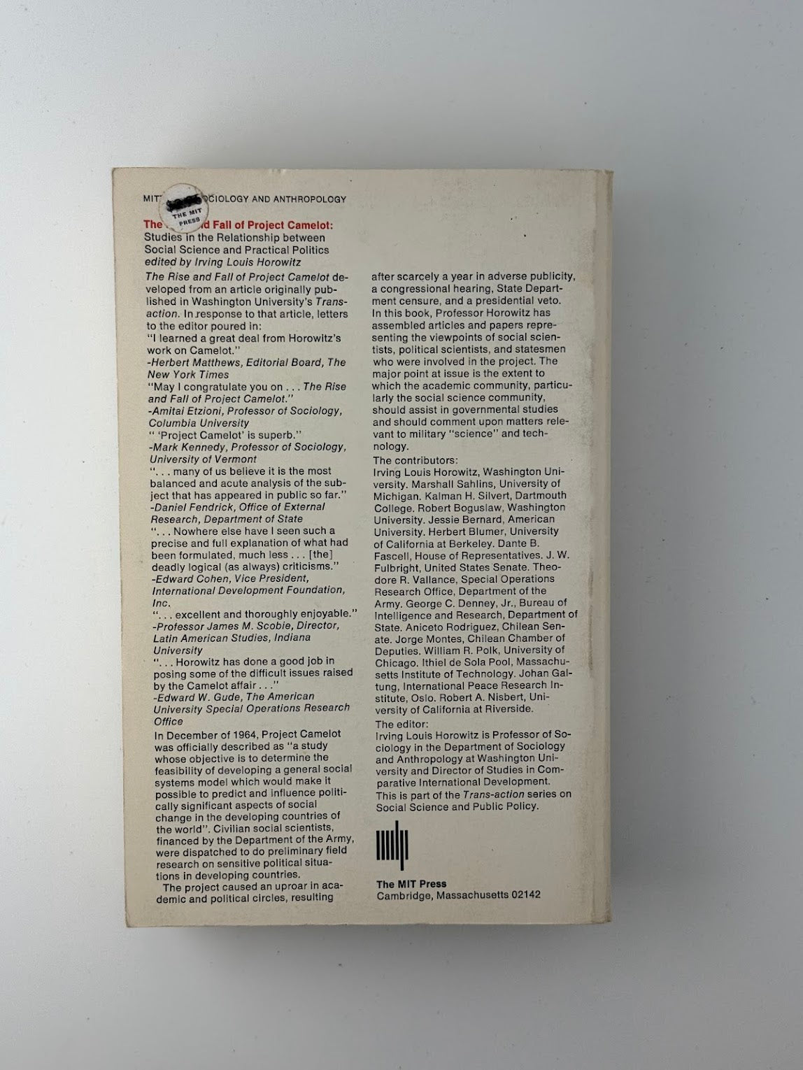 The Rise and Fall of Camelot edited by Irving Louis Horowitz
