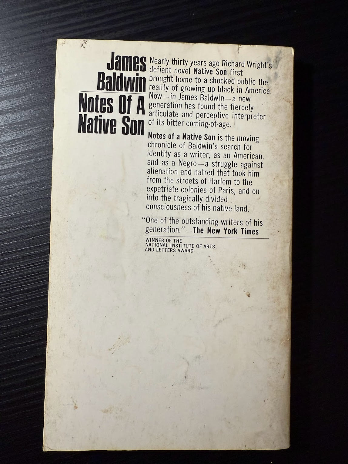 Notes of a Native Son by James Baldwin