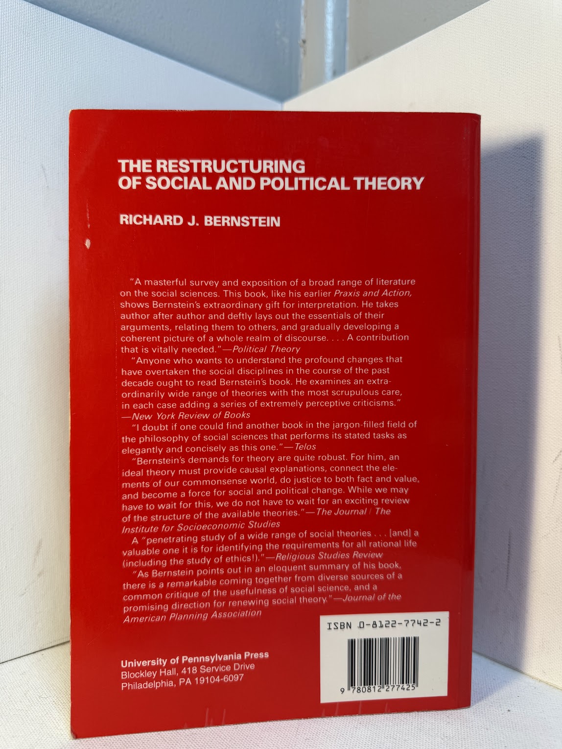 The Restructuring of Social and Political Theory by Richard J. Bernstein