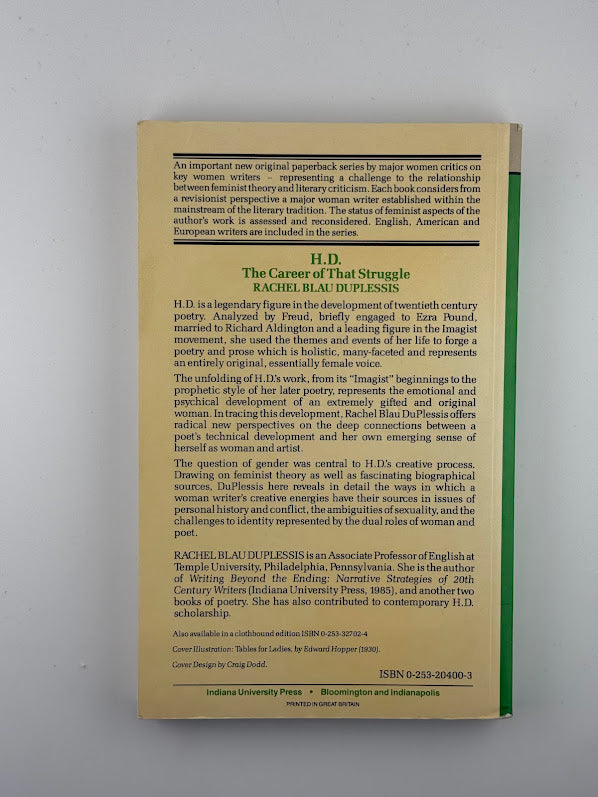 H.D. The Career of That Struggle by Rachel Blau Duplessis