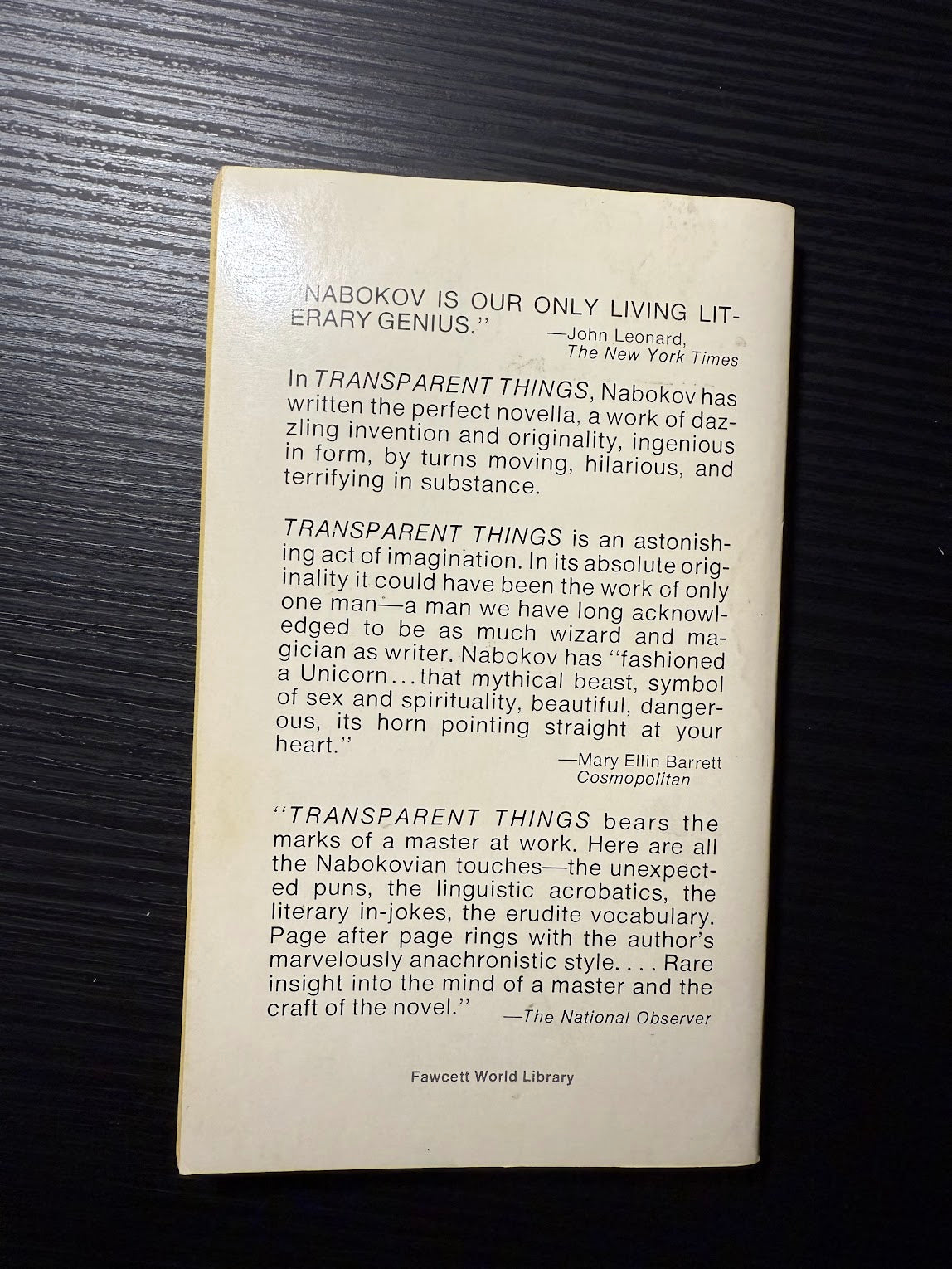 Transparent Things by Vladimir Nabokov