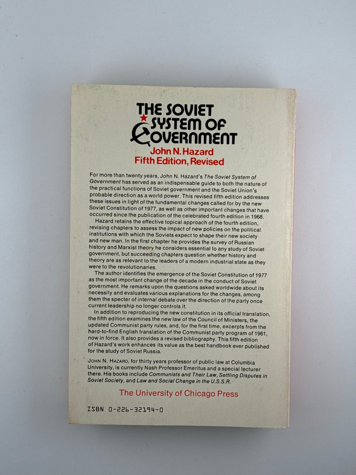 The Soviet System of Government by John N. Hazard