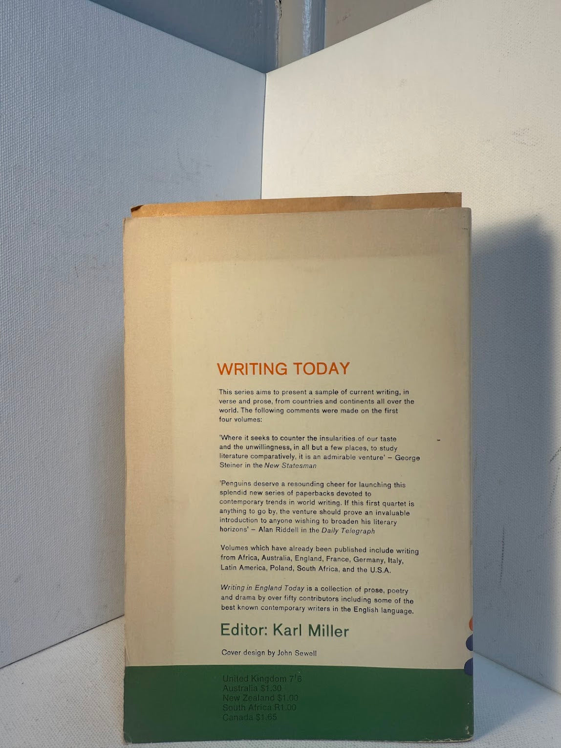 Writing in England Today: The Last Fifteen Years edited by Karl Miller