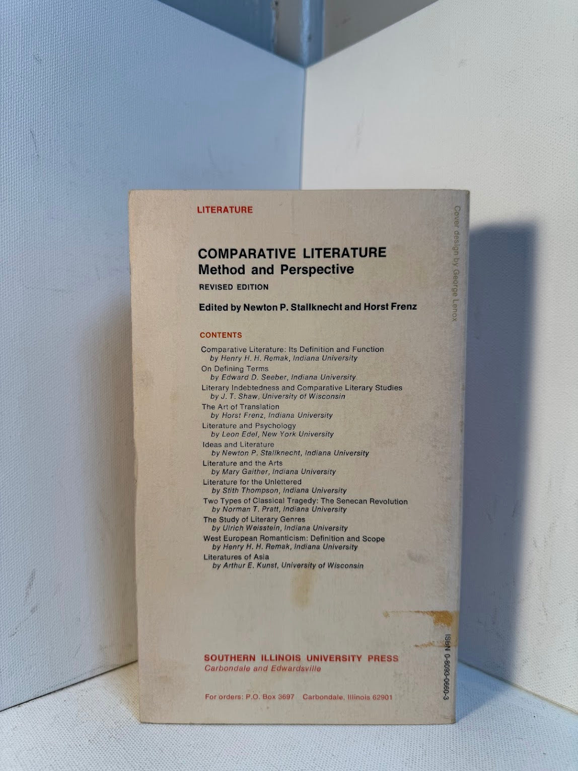 Comparative Literature - Method and Perspective edited by Newton P. Stallknect and Horst Frenz