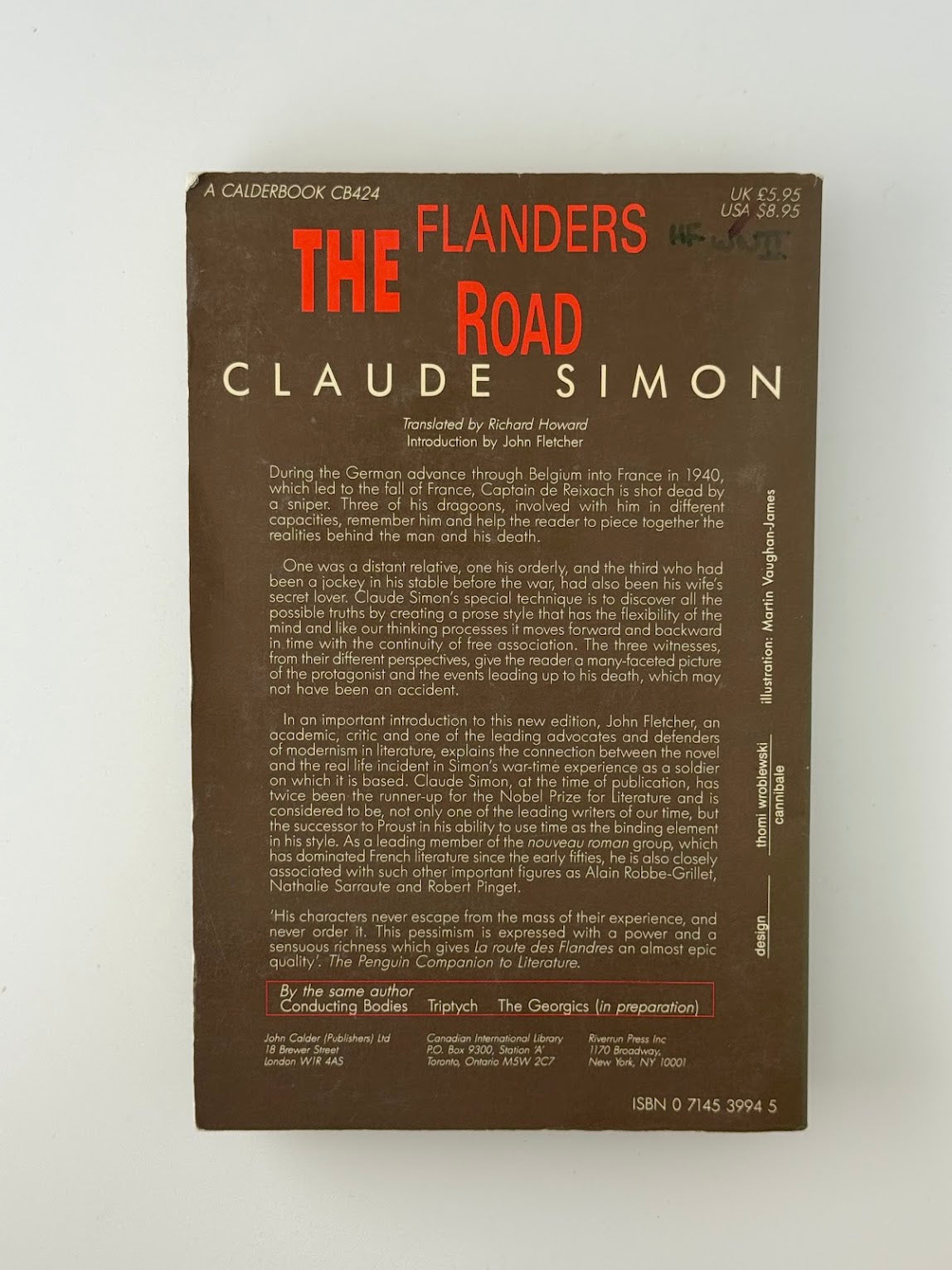 The Flanders Road by Claude Simon
