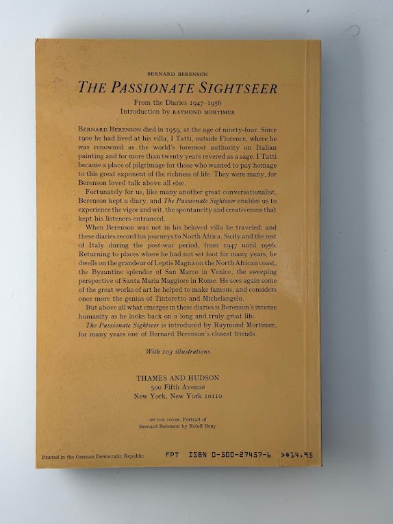 The Passionate Sightseer by Bernard Berenson