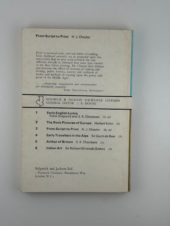 From Script to Print by H.J. Chaytor