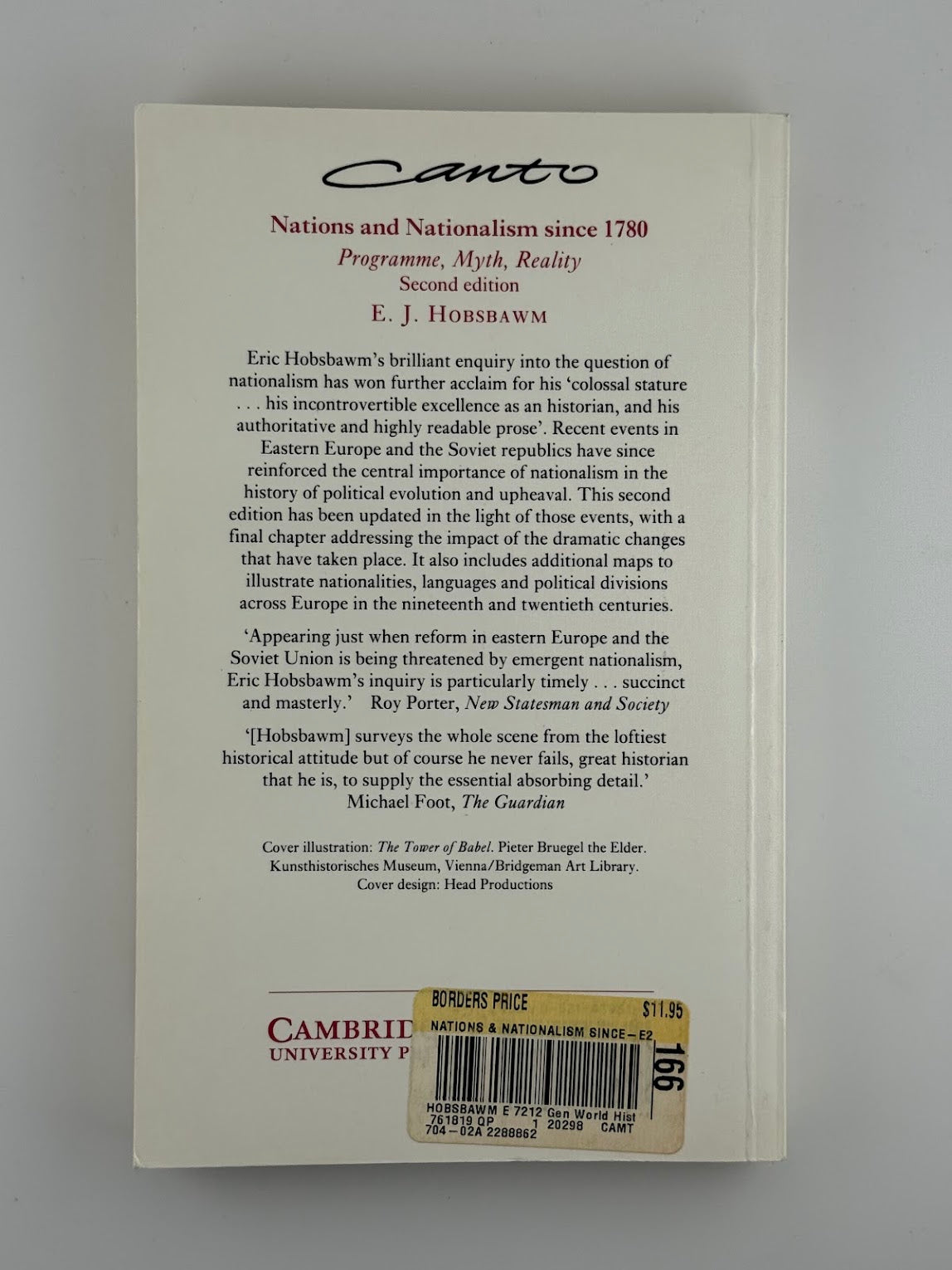 Nations and Nationalism Since 1780 by E.J. Hobsbawm