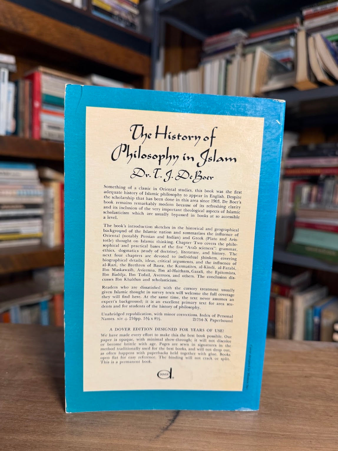 The History of Philosophy in Islam by Dr. T.J. De Boer