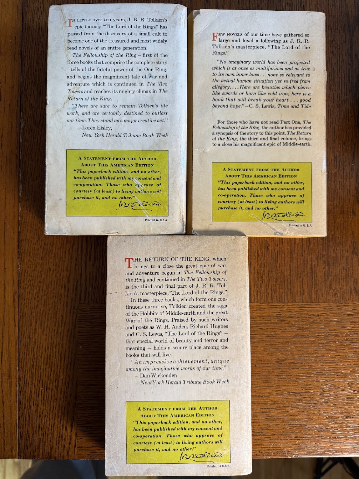 The Lord of the Rings trilogy by J.R.R. Tolkien