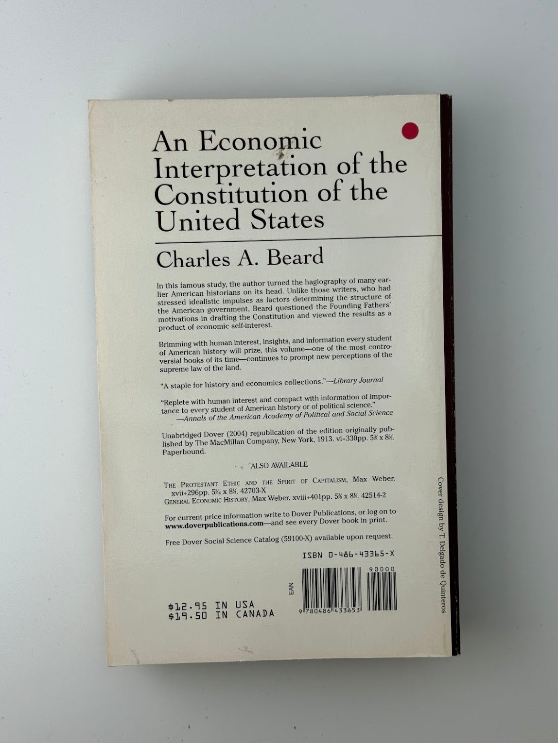 An Economic Interpretation of the Constitution of the United States by Charles A. Beard