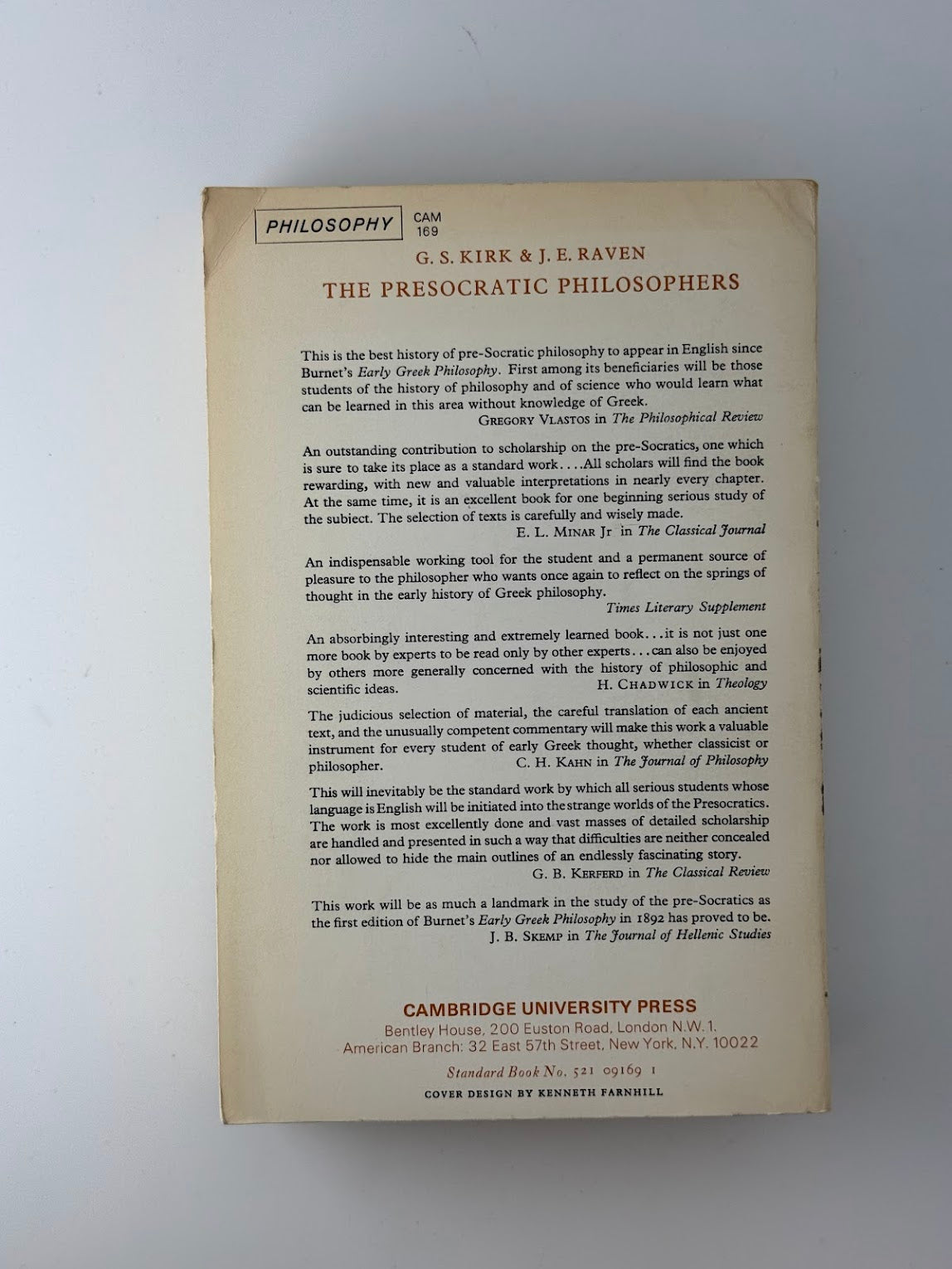 The Presocratic Philosophers by G.S. Kirk, J.E. Raven