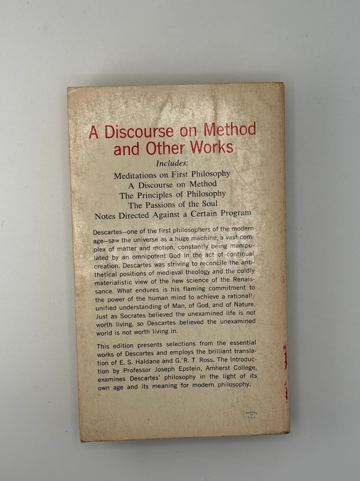 A Discourse on Method and Other Works by Rene Descartes