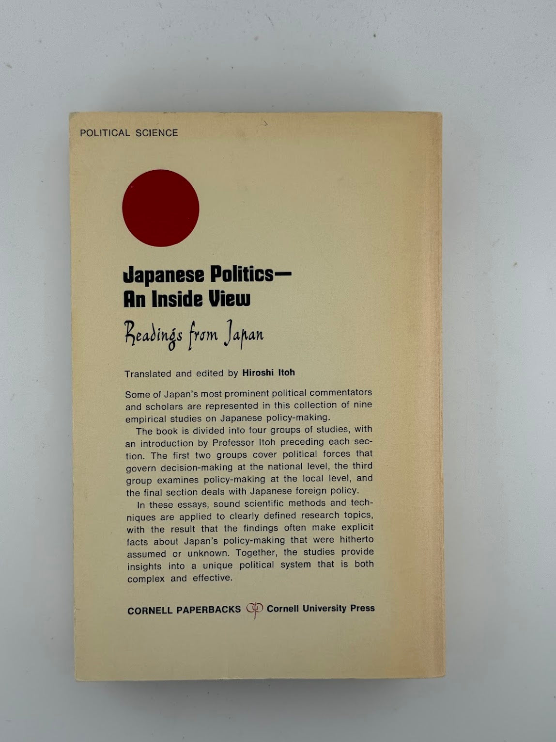 Japanese Politics - An Inside View edited by Hiroshi Itoh