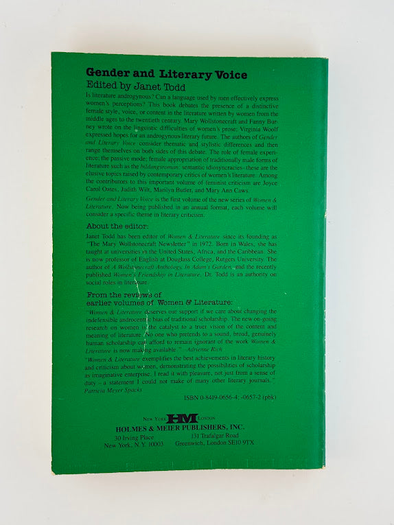 Gender and Literary Voice edited by Janet Todd