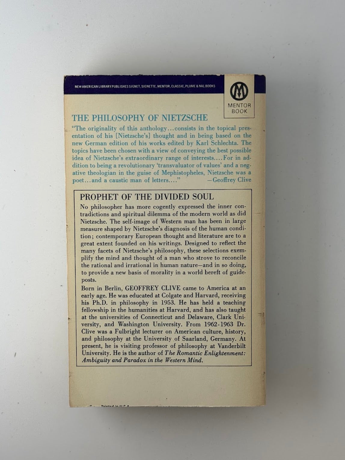 The Philosophy of Nietzsche edited by Geoffrey Clive