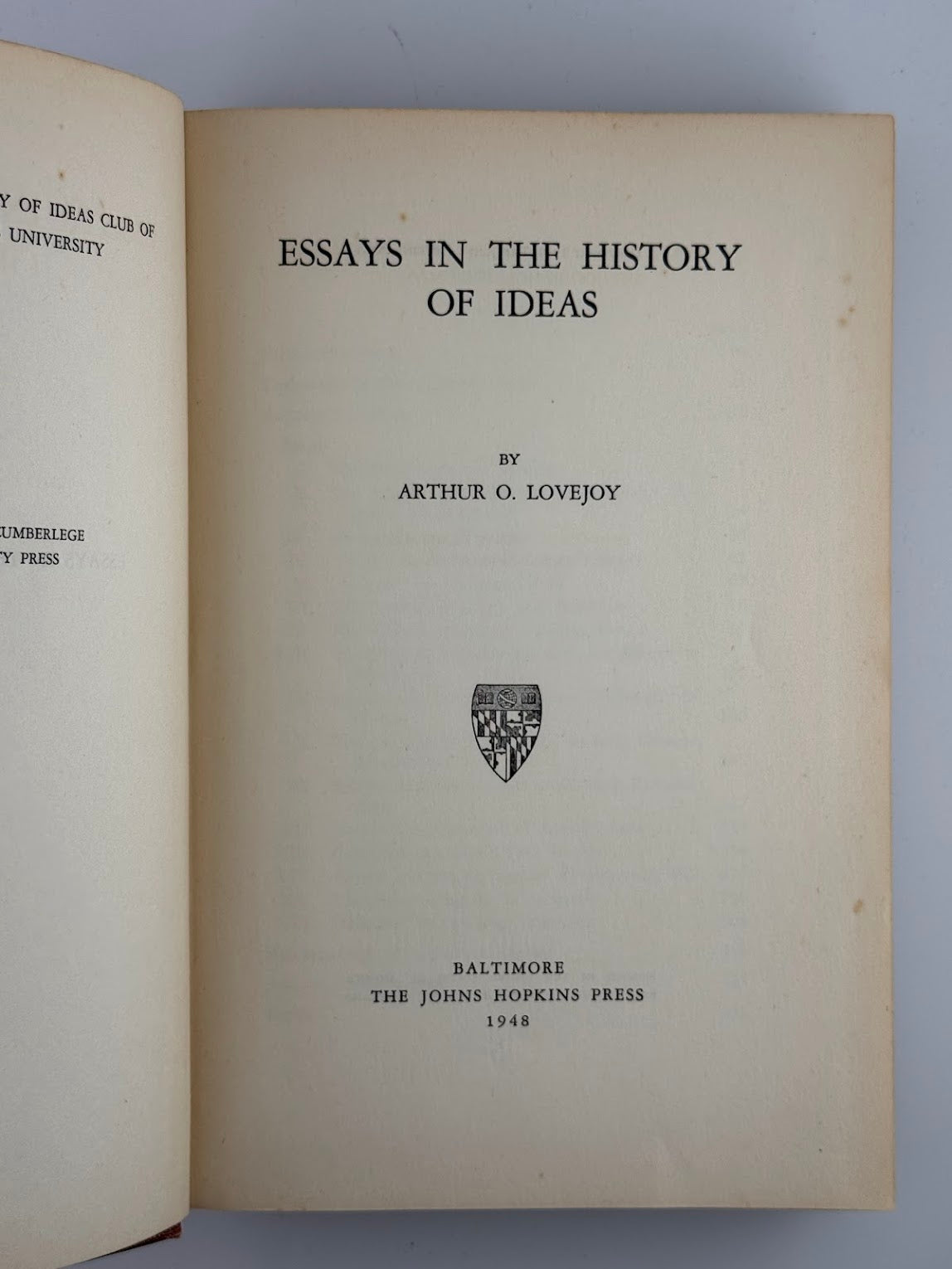 Essays in the History of Ideas by Arthur Lovejoy