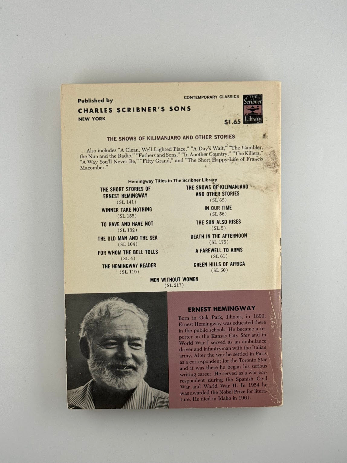 The Snows of Kilimanjaro and Other Stories by Ernest Hemingway