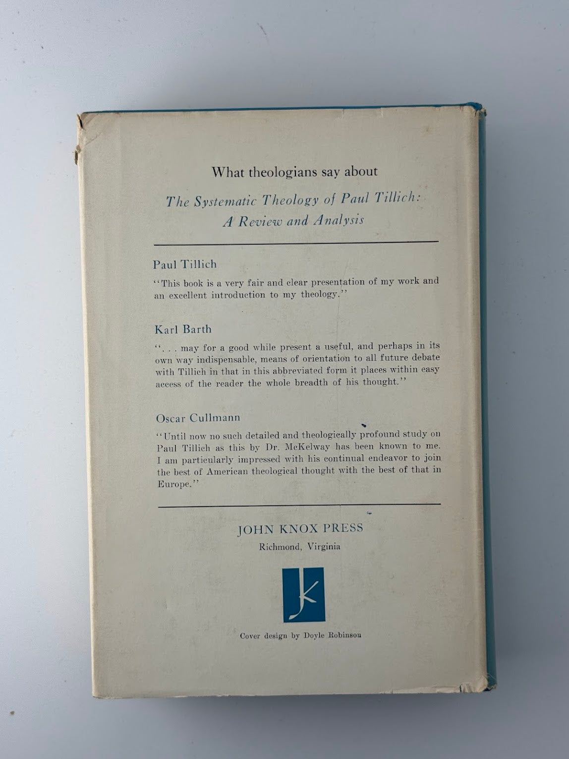 The Systematic Theology of Paul Tillich by Alexander J. McKelway