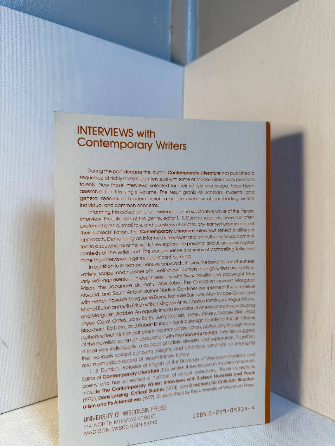 Interviews with Contemporary Writers edited by L.S. Dembo