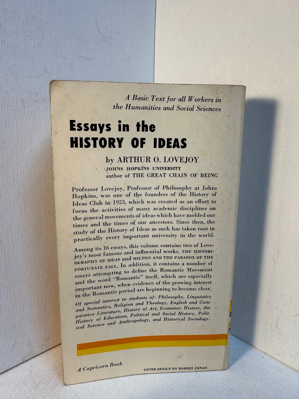 Essays in the History of Ideas by Arthur O. Lovejoy