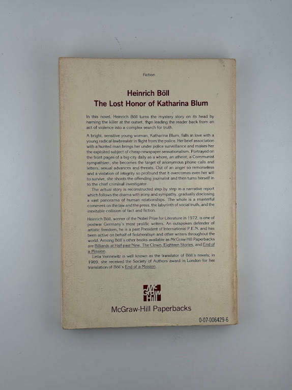The Lost Honor of Katharina Blum by Heinrich Boll