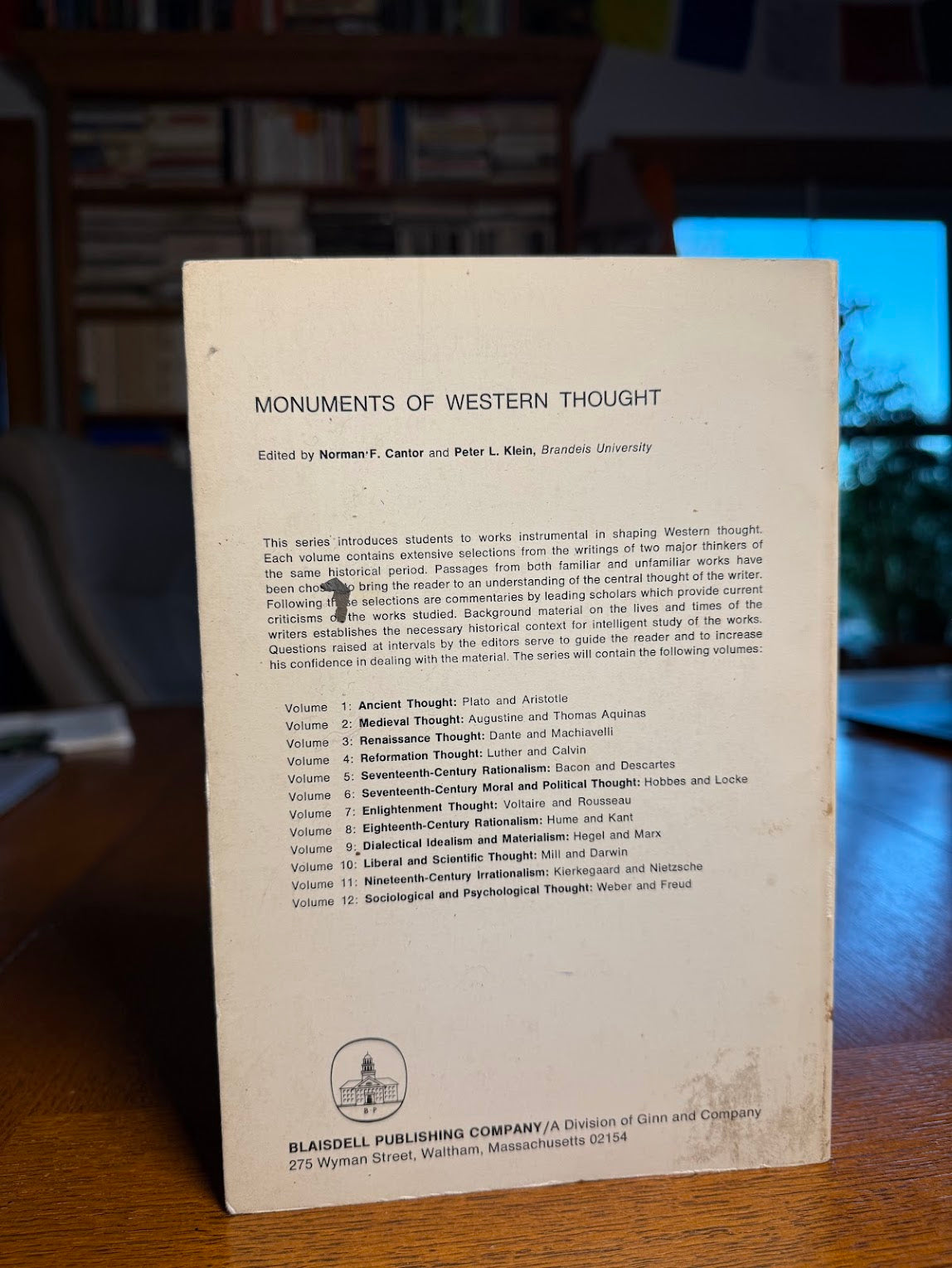 Renaissance Thought - Dante & Machiavelli edited by Norman F. Cantor and Peter L. Klein