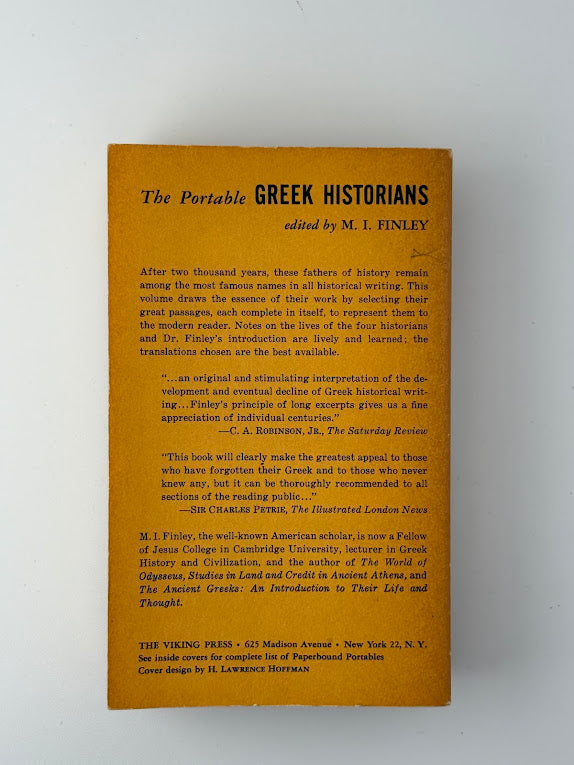 The Portable Greek Historians edited by M.I. Finley